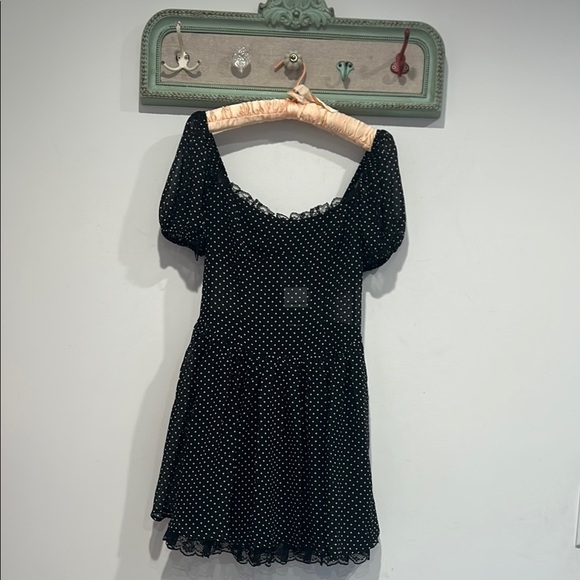Dolls kill women’s Davonne Polka-Dot Print Mini Dress black white size small new - Picture 2 of 9